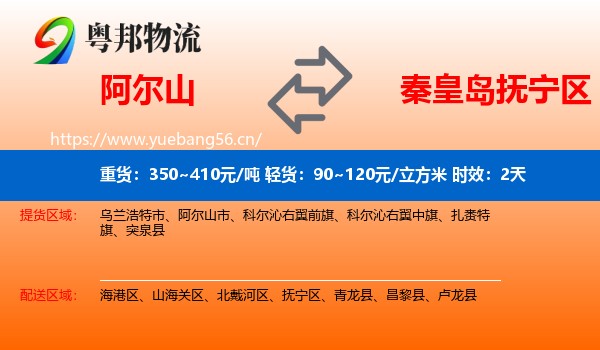 阿尔山到抚宁区物流专线名片