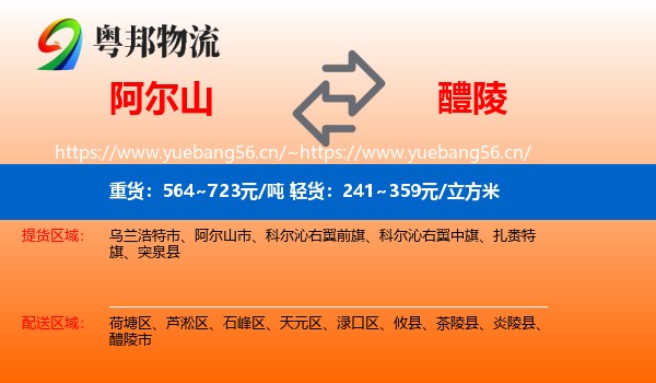 阿尔山到醴陵市物流