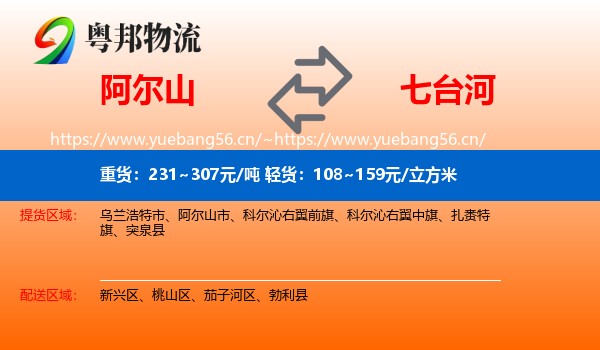 阿尔山市到七台河物流专线