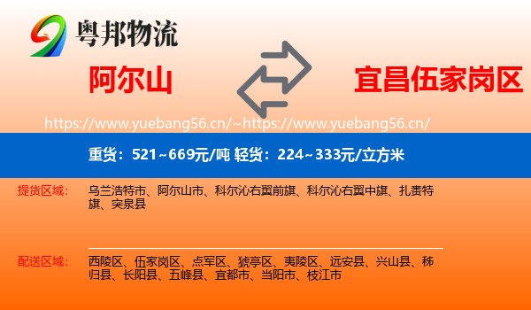 阿尔山到伍家岗区物流