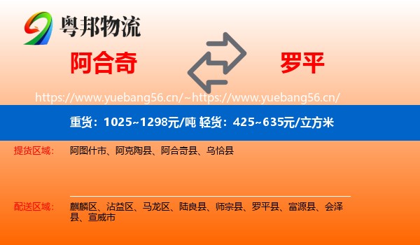 阿合奇到罗平县物流