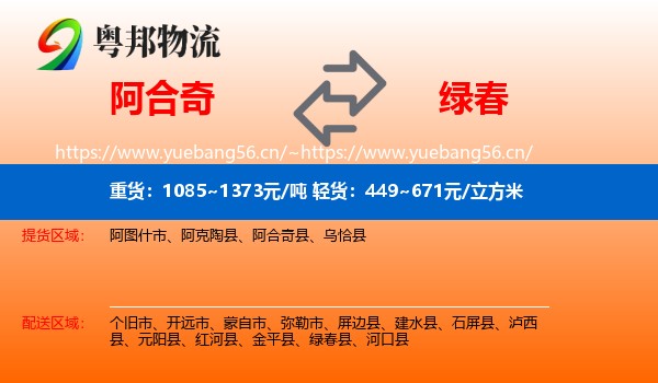 阿合奇到绿春县物流