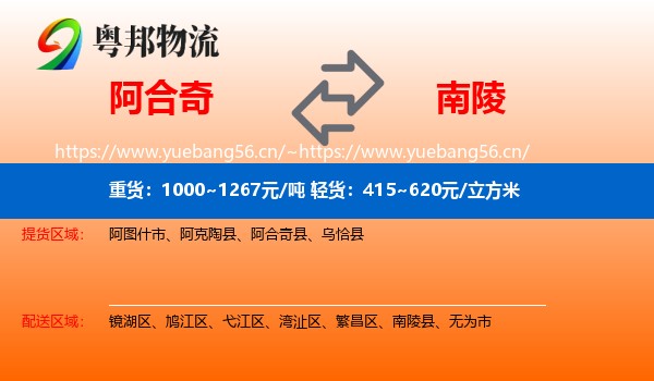 阿合奇到南陵县物流