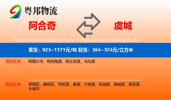 阿合奇到虞城县物流