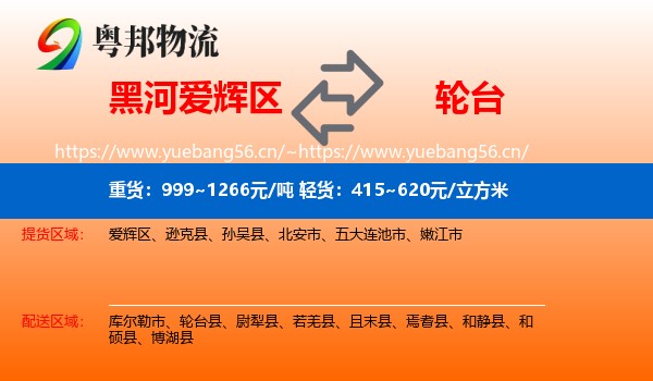 黑河爱辉区到轮台县物流