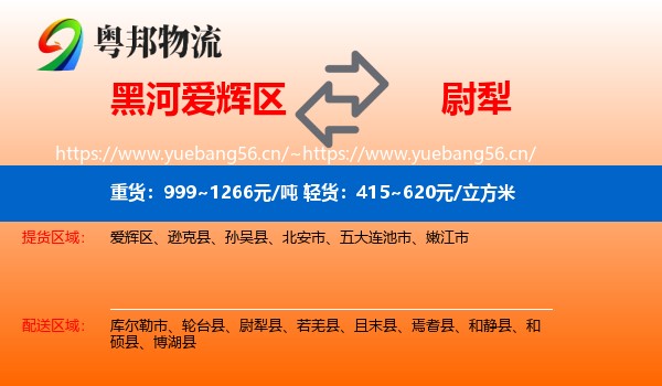 黑河爱辉区到尉犁县物流