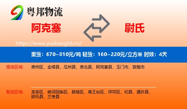 阿克塞到尉氏县物流专线名片