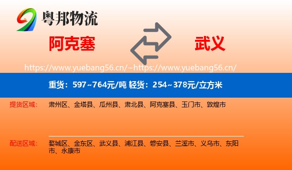 阿克塞到武义县物流