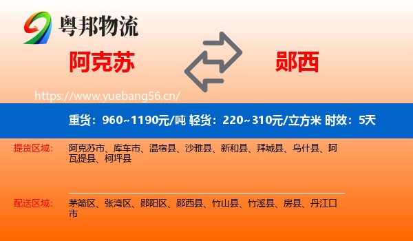 阿克苏到郧西县物流专线名片