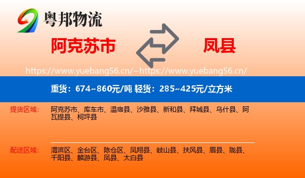 阿克苏市到凤县物流