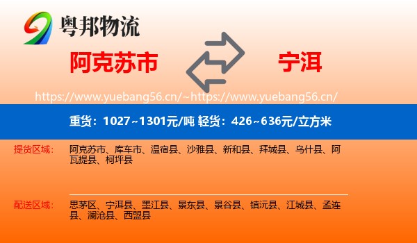 阿克苏市到宁洱县物流