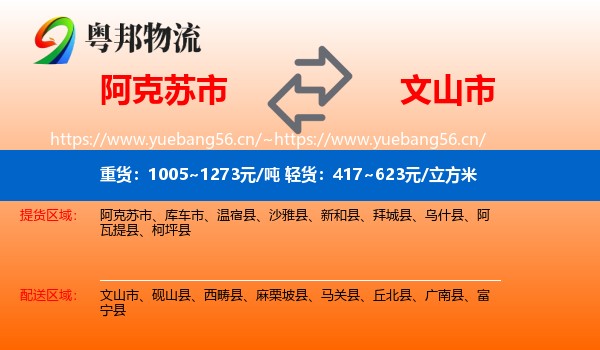 阿克苏市到文山市物流