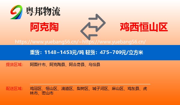 阿克陶到恒山区物流
