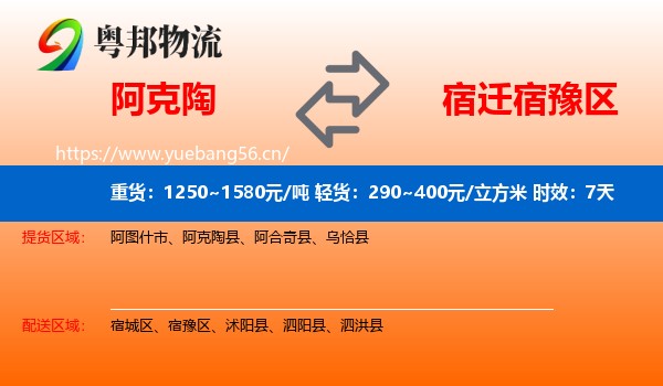 阿克陶到宿豫区物流专线名片