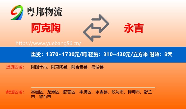 阿克陶到永吉县物流 阿克陶到永吉县物流专线名片