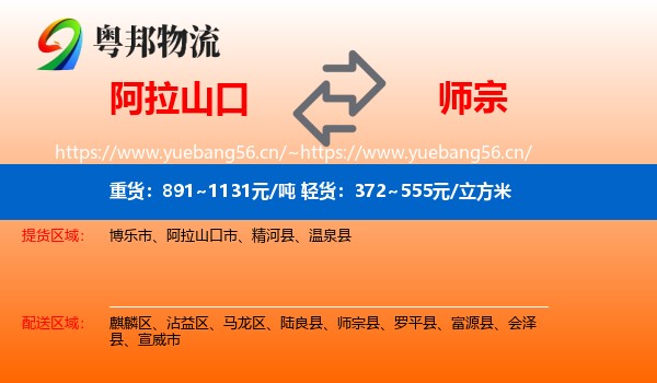 阿拉山口到师宗县物流