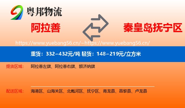 阿拉善到抚宁区物流