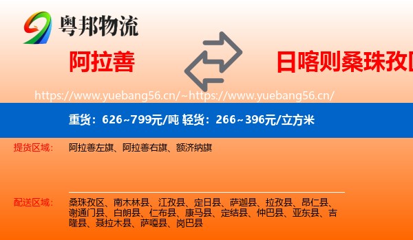 阿拉善到桑珠孜区物流