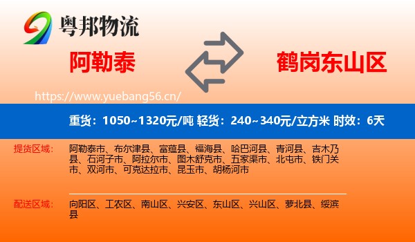 阿勒泰到东山区物流专线名片