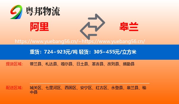 阿里到皋兰县物流