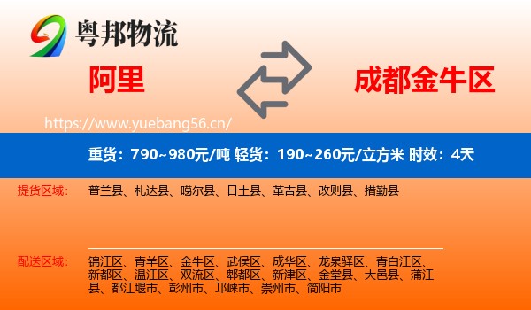 阿里到金牛区物流专线名片
