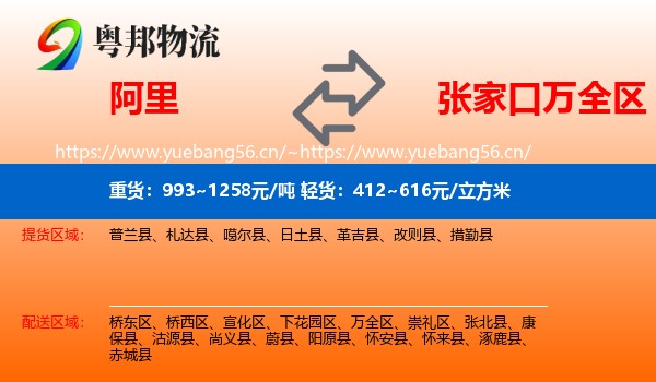 阿里到万全区物流