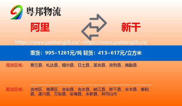 阿里到新干县物流