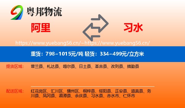阿里到习水县物流