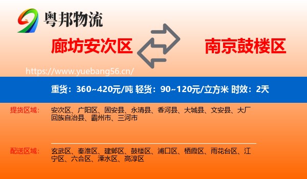 廊坊安次区到鼓楼区物流专线名片