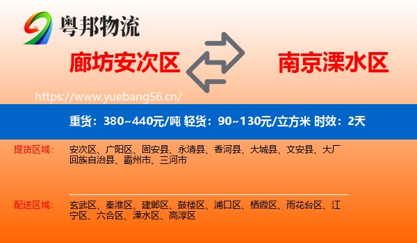 廊坊安次区到溧水区物流专线名片