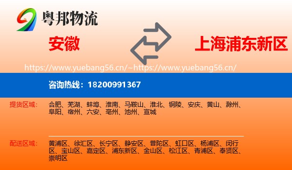 安徽到浦东新区物流