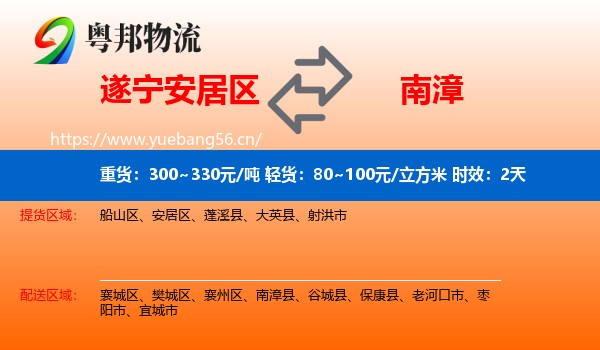 遂宁安居区到南漳县物流专线名片