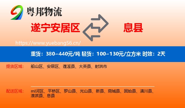 遂宁安居区到息县物流专线名片