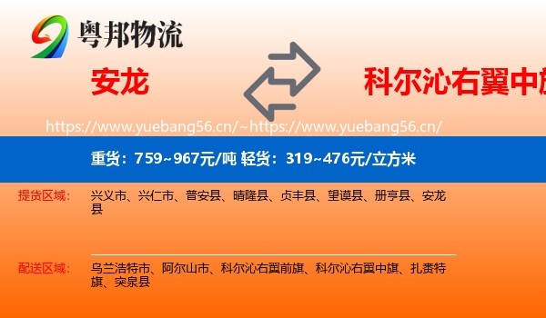 安龙到科尔沁右翼中旗物流