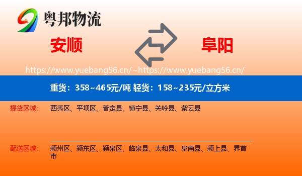 安顺到阜阳物流专线