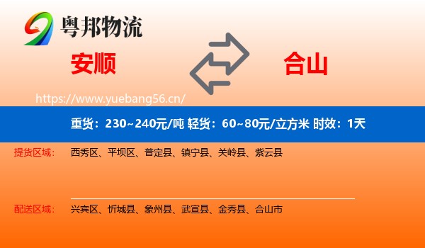 安顺到合山市物流专线名片
