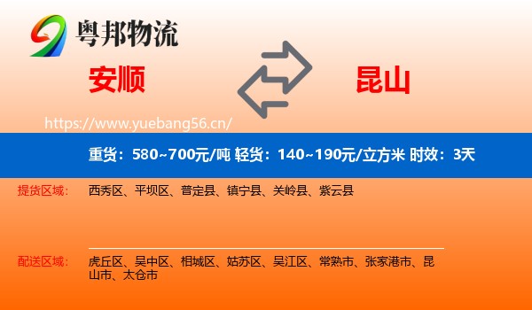 安顺到昆山市物流专线名片