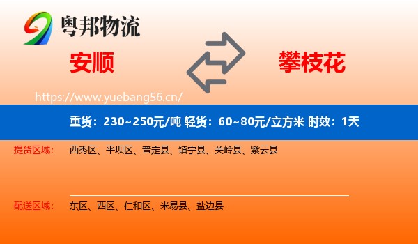 安顺到攀枝花物流专线名片