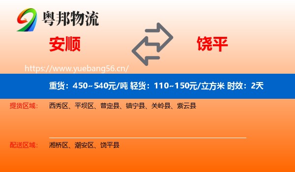 安顺到饶平县物流专线名片