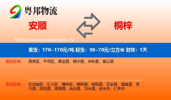 安顺到桐梓县物流专线名片