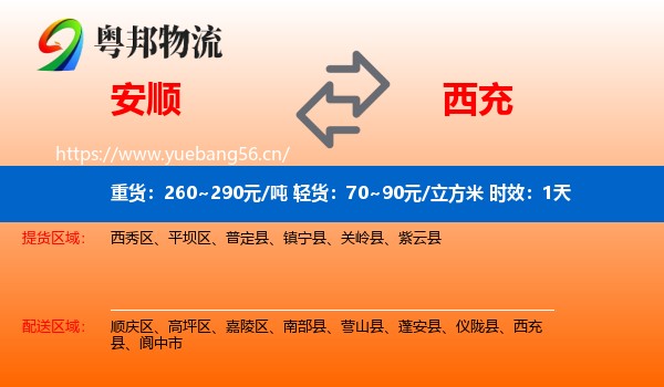 安顺到西充县物流专线名片