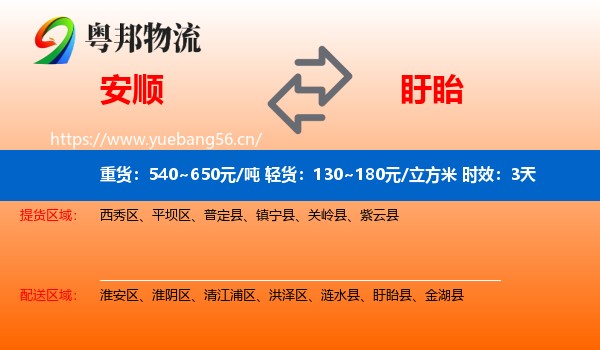 安顺到盱眙县物流专线名片