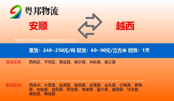 安顺到越西县物流专线名片