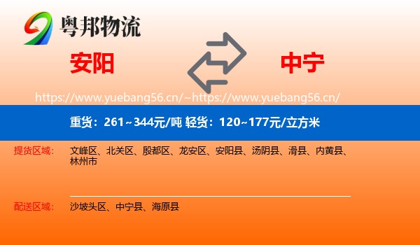 安阳到中宁县物流