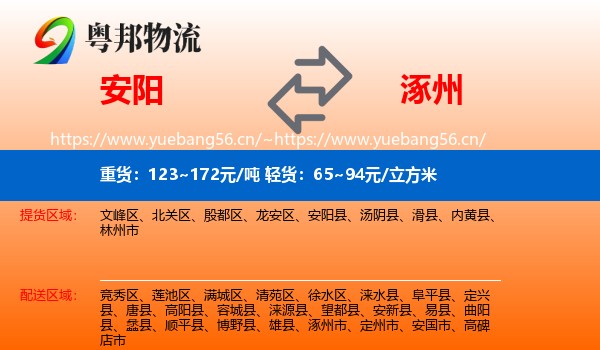 安阳到涿州市物流