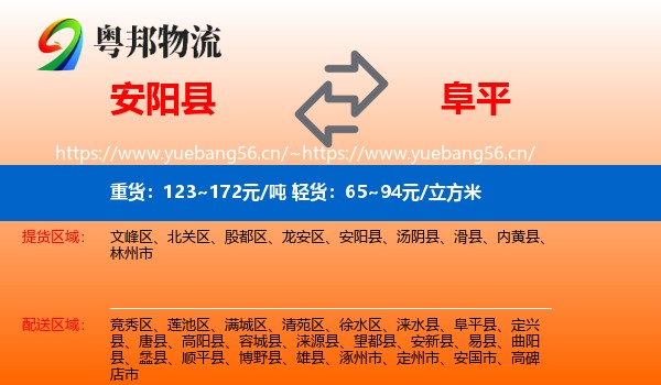安阳县到阜平县物流