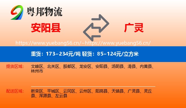 安阳县到广灵县物流