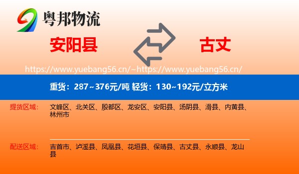 安阳县到古丈县物流
