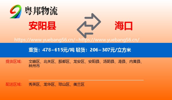 安阳县到海口物流