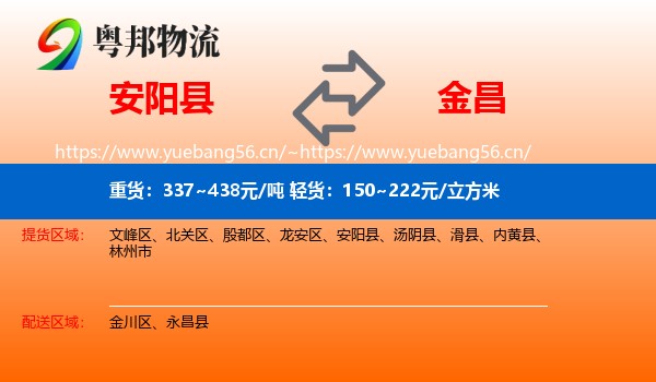安阳县到金昌物流
